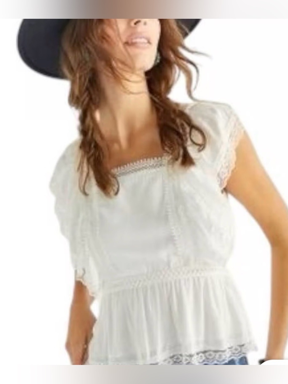 Audrey Parks x Francesca's White Lace Ruffle Peplum Blouse NWT Size XL